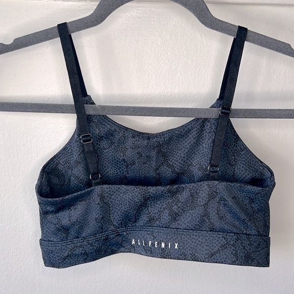 ALLFENIX Python Charcoal/Black Snakeskin Spaghetti Strap Sports Bra XS - Picture 4 of 7